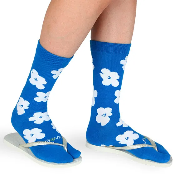 Split Toe Crew Socks - Flower - 3 Pack