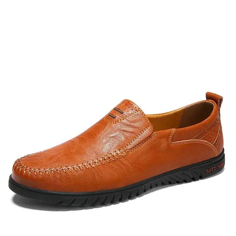 Summer Men Shoes Casual Luxury Brand Genuine Leather Mens Loafers Moccasins Italian Breathable Slip on Boat Shoes Size 47