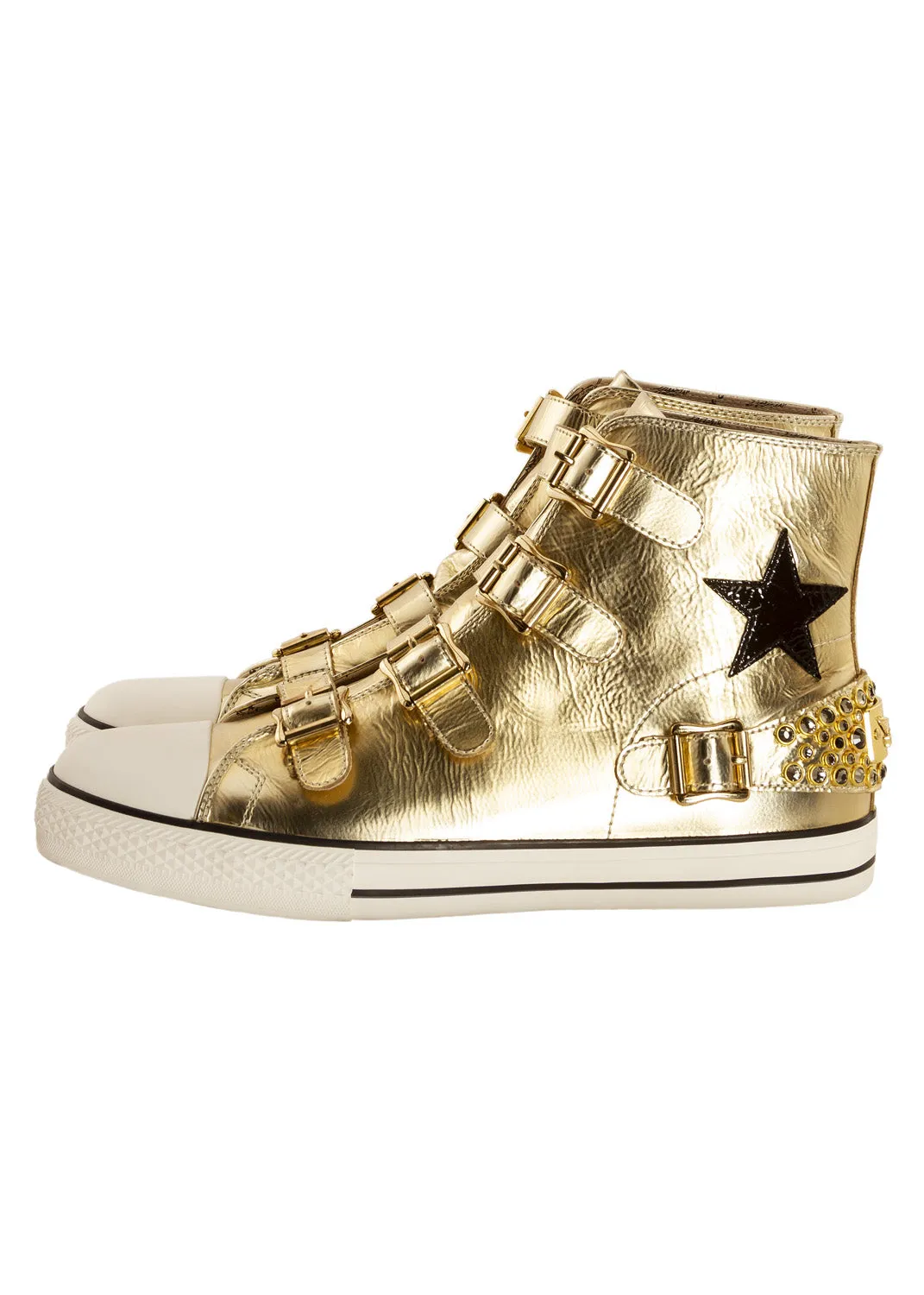 TEAM ROBIN HIGH TOP IN GOLD W/ CRYSTALS