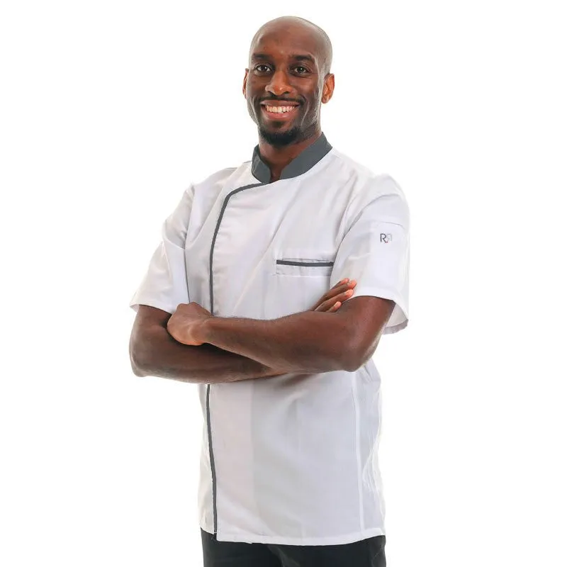 White Anthracite Short Sleeve Kitchen Coat Energy - ROBUR