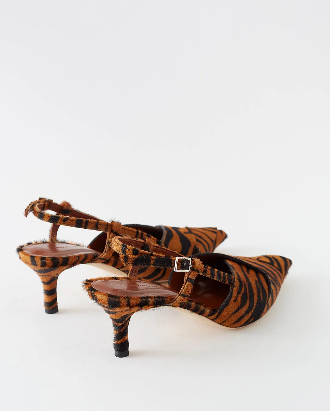 Wrap Kitten Heels Calfhair Print Brown